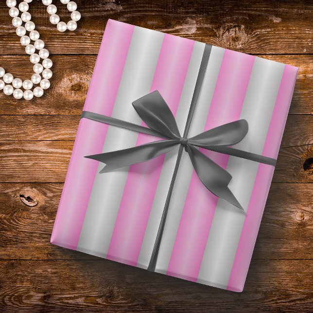 Papel De Presente Listras Rosa Neon Modernas com Efeito 3D (Criador carregado)