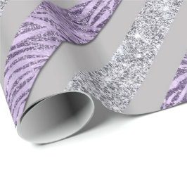 Papel De Presente Listras Sparkly - (d) roxo & de prata do LT
