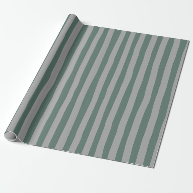 Papel De Presente Listras Tortas Cinza-Verde & Cinza (Desenrolado)