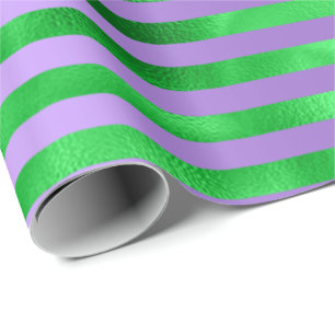 Papel De Presente Listras Verde Esmeralda Lime Violeta Roxo