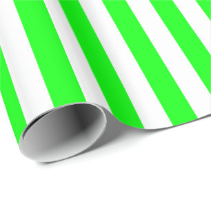 Papel De Presente Listras Verde Lima e Branco