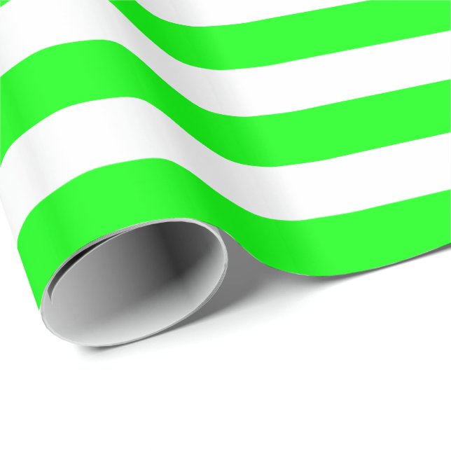 Papel De Presente Listras Verde Lima e Branco (Ponta do rolo)