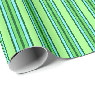 Papel De Presente Listras, verde limão e Aqua modernos do meio