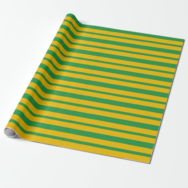Papel De Presente Listras verdes e Dourados grossas e finas (Desenrolado)
