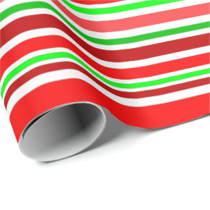 Papel De Presente Listras verdes vermelhas do estilo do bastão de