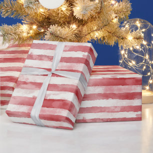 Papel De Presente Listras Vermelhas Brancas de Natal