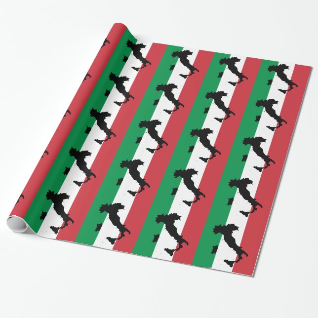 Papel De Presente Listras Vermelhas Brancas Verdes Itália (Desenrolado)