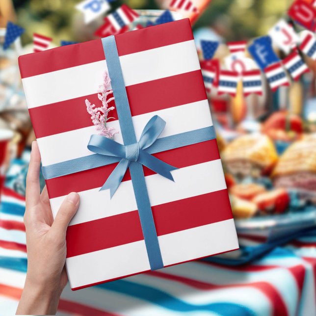 Papel De Presente Listras Vermelhas e Brancas Americanas (Criador carregado)