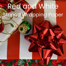 Papel De Presente Listras Vermelhas e Brancas de Natal