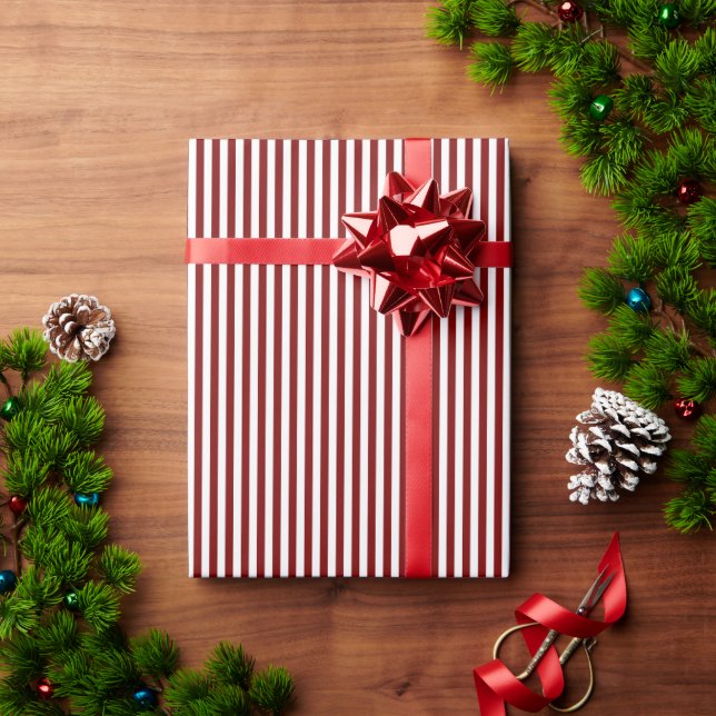 Papel De Presente Listras Vermelhas e Brancas Rubi (Presente de Natal)