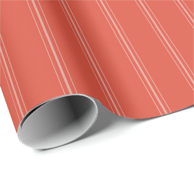 Papel De Presente Listras vermelhas e rosa retrô elegante para o fer (Ponta do rolo)
