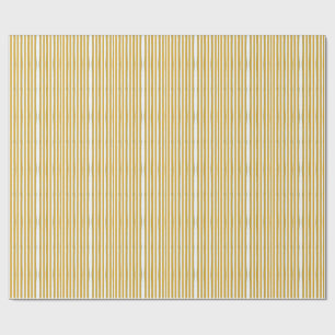 Papel De Presente Listras Verticais Amarelo Mostarda e Branco Pintad