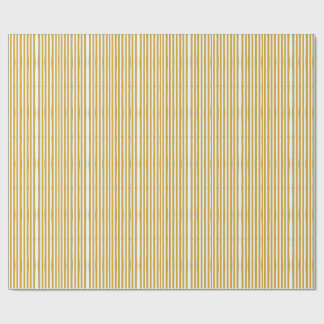 Papel De Presente Listras Verticais Amarelo Mostarda e Branco Pintad