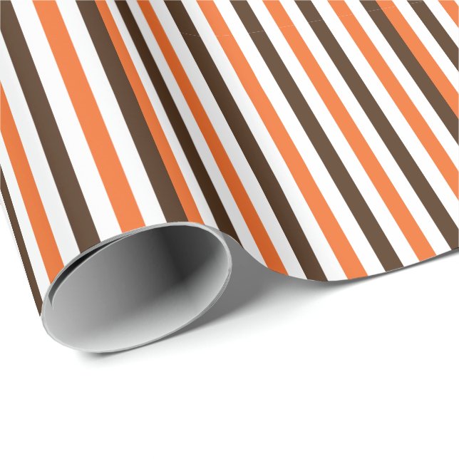 Papel De Presente Listras Verticais Laranja Marrom  (Ponta do rolo)