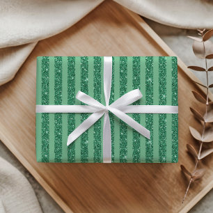 Papel De Presente Listras Verticais no Estilo Brilho Verde Jade Clás