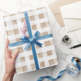 Papel De Presente Listras Xadrez Branco Creme