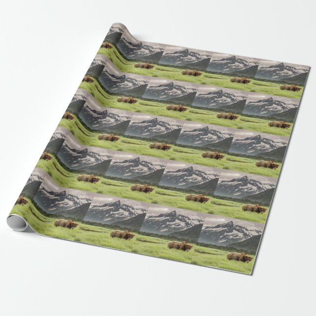 Papel De Presente Litoral do Alasca, urso-pardo (Desenrolado)