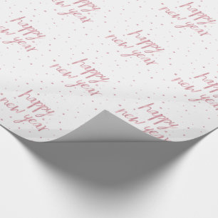 Papel De Presente Litter Rosa Dourado de Faux de Script do Pincel