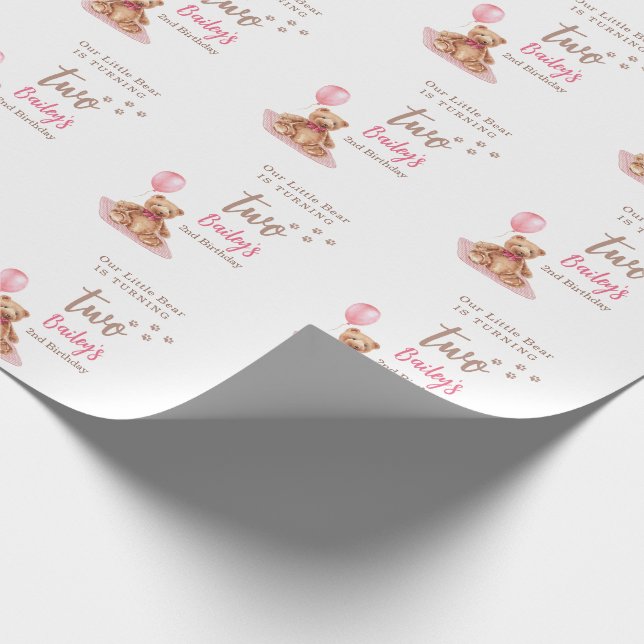 Papel De Presente Little Bear Pink Any Age Birthday (Ponta)