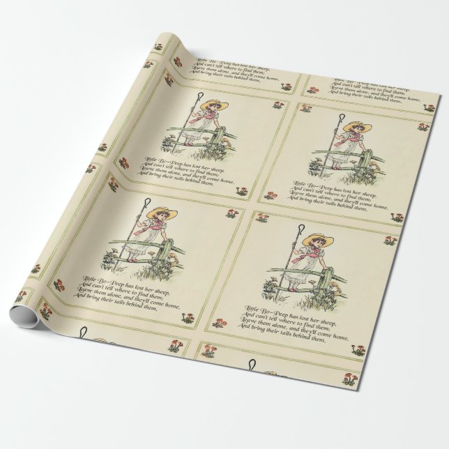 Papel De Presente Little Bo-Peep: Clássico de Kate Greenaway Nursery (Desenrolado)