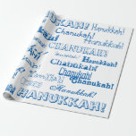 Papel De Presente Livro Azul e Branco de Chanukah O' Hannukah<br><div class="desc">Use este papel de embrulho Chanukah divertido para presentes em cada noite de Hannukah. Sua amada vai se divertir com este jornal,  quer eles estejam esperando as velas queimarem baixo e se perguntando o que é dentro,  ou rasgando para os deuses.</div>