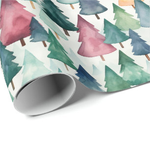 Papel De Presente Livro Branco De Molho De Natal Com Árvores Colorid