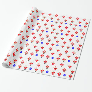 Papel De Presente Livro Branco dos Papais noeis Vermelhos de Natal