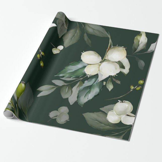 Papel De Presente Livro Branco Elegante Verde (Desenrolado)