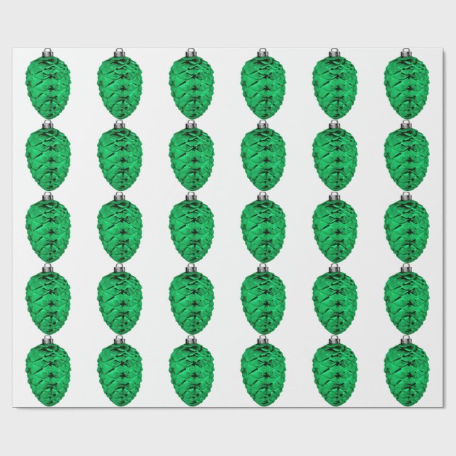 Papel De Presente Livro Branco sobre Pinecone Verde (Aberto)