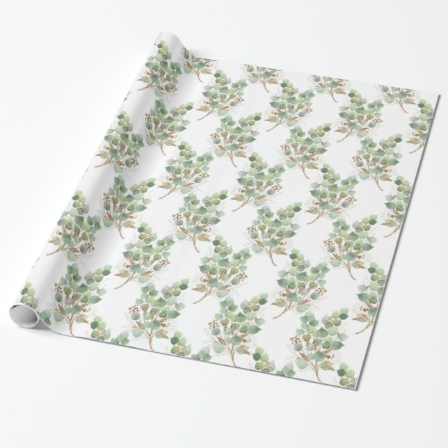 PAPEL DE PRESENTE LIVRO DE ENVOLVIMENTO DE DESIGN EUCALIPTO LUXURIOS (Desenrolado)