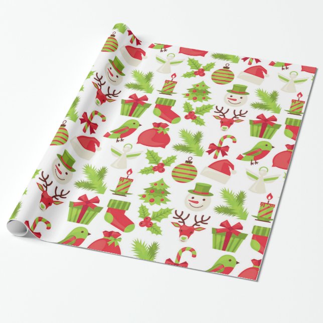 Papel De Presente Livro de Molas de Natal Vermelho e Verde (Desenrolado)