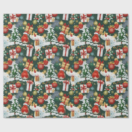 Papel De Presente Livro de Natal Whimsical Robin