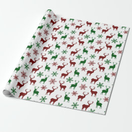 Papel De Presente Livro de Natal Xmas Deer Red Green Xadrez