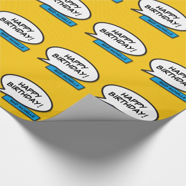 Papel De Presente Livro de Quadrinhos de ANIVERSÁRIO Personalizado P (Ponta)