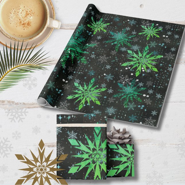 Papel De Presente Livro Verde Azul de Natal (Blue Green Ombre Christmas Wrapping Paper)