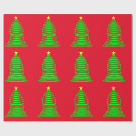 Papel De Presente Livro Verde da Árvore de Natal Vermelha