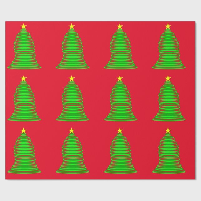 Papel De Presente Livro Verde da Árvore de Natal Vermelha (Aberto)