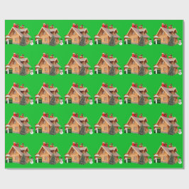 Papel De Presente Livro Verde da Cabina de Natal