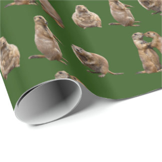 Papel De Presente Livro Verde da Prairie Dog Frenzy (Verde escuro)