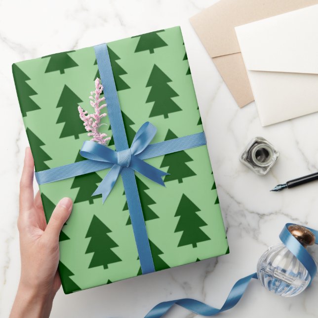 Papel De Presente Livro Verde das árvores de Natal (Presentear)