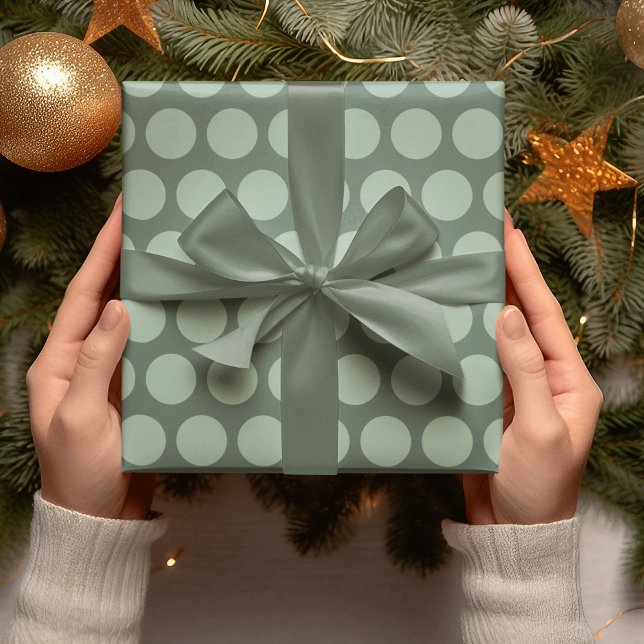 Papel De Presente Livro Verde das Bolinhas Modernas de Natal (Criador carregado)