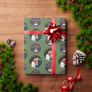 Papel De Presente Livro Verde de Moldagem de Fotos no Natal com Mens