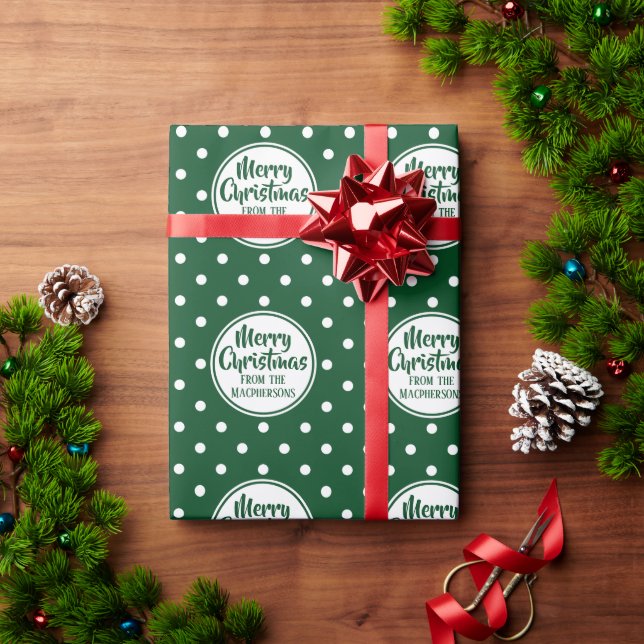 Papel De Presente Livro Verde de Natal das Bolinhas (Presente de Natal)