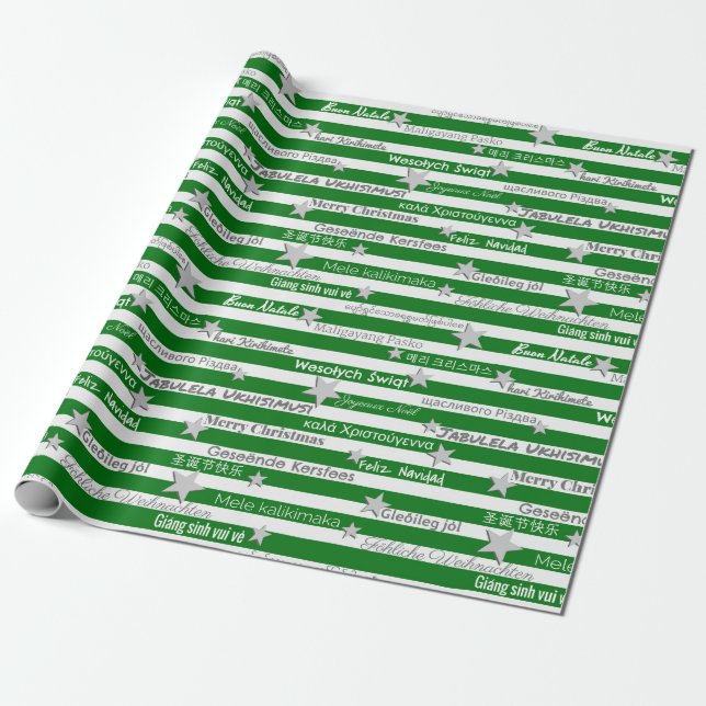 Papel De Presente Livro Verde de Vestir a Faixa Verde de Natal Multi (Desenrolado)