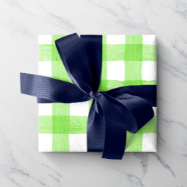 Papel De Presente Livro Verde de Wraping Gingham, em Aquarela