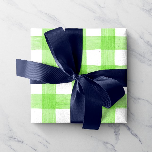 Papel De Presente Livro Verde de Wraping Gingham, em Aquarela (Criador carregado)