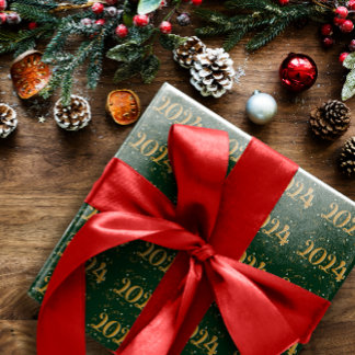 Papel De Presente Livro Verde do Ano Novo de 2024