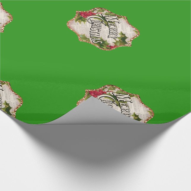 Papel De Presente Livro Verde do Feliz Natal (Ponta)