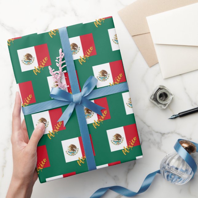 Papel De Presente Livro Verde do México, Patriota da bandeira mexica (Presentear)