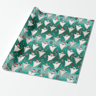 Papel De Presente Livro Verde do Natal Ghost Gothic Wrappaper